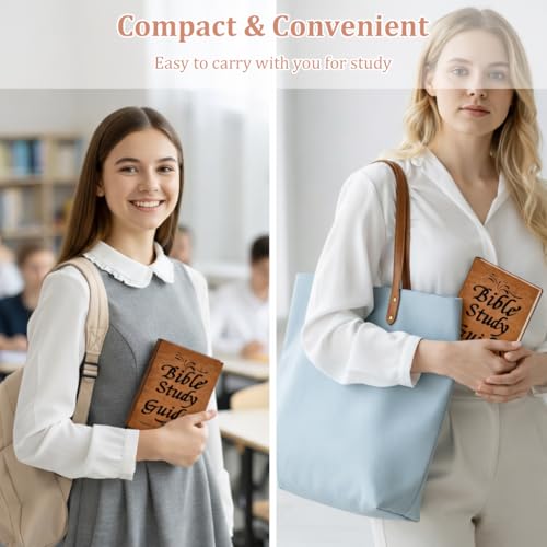Bible Study Guide , 66 Page Bible Study Journal , PU Leather Notebook | Scripture Summaries & Daily Reflections, Beginner Friendly Spiritual Workbook, Ideal Christian Bible Gift for Women Men Elders Teens (Brown)