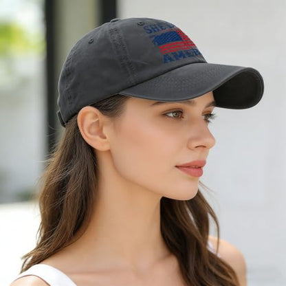 She Loves Jesus and America Too Hats for Womens Soft Washed Distressed Baseball - color: She Loves Jesus and America Tooallblack1