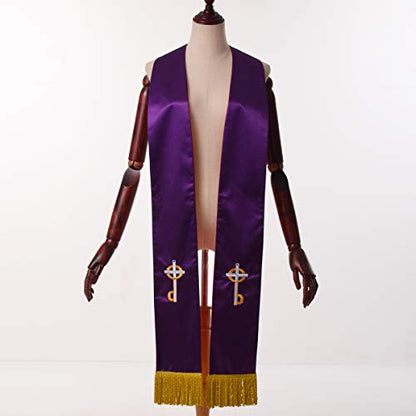 BLESSUME Church Clergy Pastor Reversible Stole - color: Purple and Red
