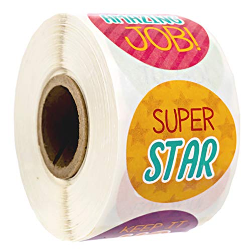 Bright Teacher Message Stickers / 500 Inspirational Labels / 8 Motivational Classroom Homework Lesson Designs / 1.5" Small Reward Sticker/Made in The USA - color: Bright Teacher Message