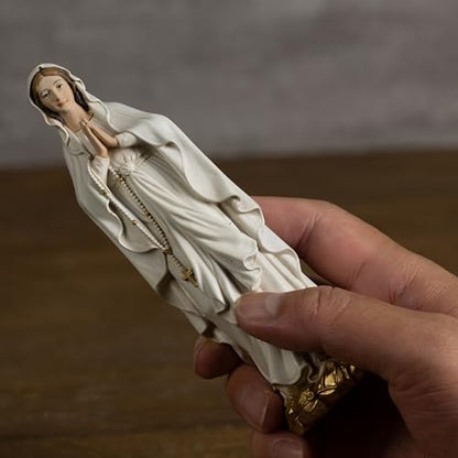 BC Catholic Our Lady of Lourdes Statue, 6" H Blessed Virgin Mary Mother Figure, Inspirational Home décor, Religious Gift,Handpainted Renaissance Sculpture Purity & Grace Collection from Buildclassic - color: Gold&white Lourdes