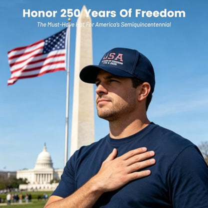 250th Anniversary USA Hat,Adjustable Embroidered Patriotic Baseball Cap,250 Year American Anniversary Merchandise for Unisex - color: I