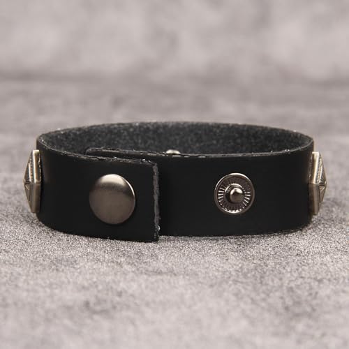 Jeilwiy Punk Rock Gothic Black Rivet Leather Spiked Necklace Collar Neckband Leather Choker Necklace for Women Mom Gifts Adjustable - color: Gothic Bracelet Black