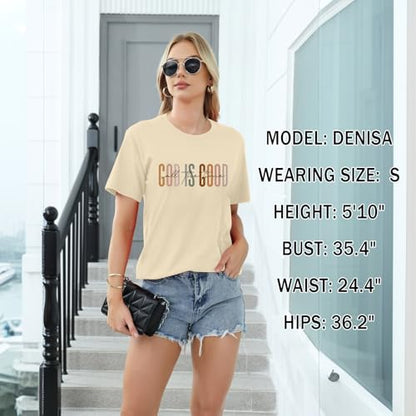 Tuislay Christian God is Good Shirt for Women Faith Jesus Shirts Bible Verse Religious Tshirts Inspirational Tees Cute Tops - color: Apricot, size: 3X-Large