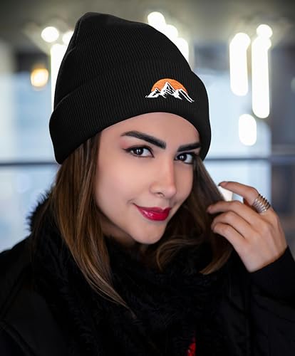 Jesus 3 Nail Cross Hat Christian Cross Beanies Women Hat Embroidery Nail Cross Winter Warm Knit - color: Sunset Mountain