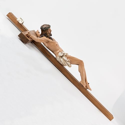 BC Catholic Large Crucifix Wall Cross, 37.8"H Jesus Christ Cross for Altar - size: 37.8"L x 20.9"W