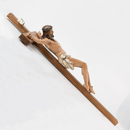 BC Catholic Large Crucifix Wall Cross, 37.8"H Jesus Christ Cross for Altar - size: 37.8"L x 20.9"W