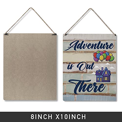 Qious Inspirational Signs Gift Farmhouse Adventure is Out There Wooden Hanging Sign Rustic Art Wall Home Living Room Bedroom Kitchen Decoration 10 x 8 Inches - color: isoutt