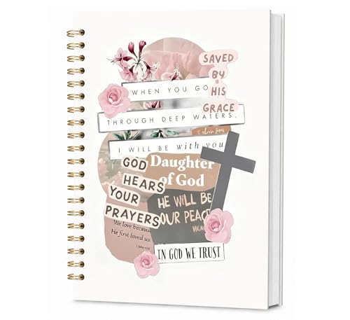 Bible floral Journal for Women,Christian Prayer Journal Pink Notebook Gifts for Teen Girls Kids,Bible Study Supplies, Cute Church Faith Journaling Hardcover Spiral Notebook 5.5x8.3 - color: flower 1