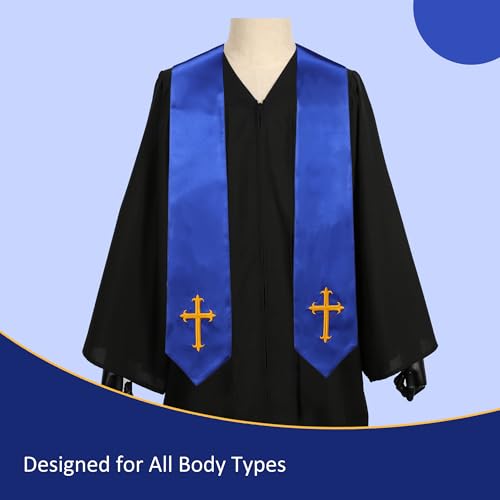 Clergy Stole & Choir Stole with Embroidered 60/72" - color: Royal Blue, size: 60 inch