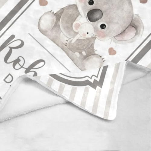 Personalized Baby Blanket with Name, Cute Koala Nursery Blanket - color: Baby Blanket #11