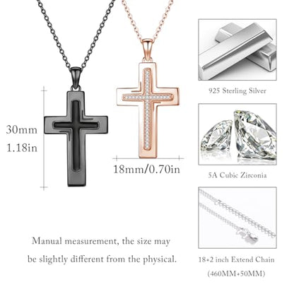 TUGHRA Couples Necklace Sterling Silver His and Hers Matching Necklace, Pendant Couples Jewelry Gifts for Couple Her Him - style: 02-Cubic Zirconia cross3