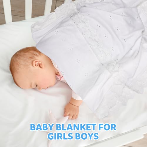 Baby Blanket White Lace Knitted Crochet Towel Baptism Christening Gift - color: Lace Blanket