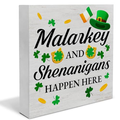 St. Patricks Day Decor, Rustic Malarkey and Shenanigans Wood Sign - color: Malarkey