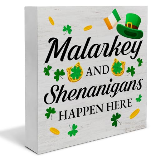 St. Patricks Day Decor, Rustic Malarkey and Shenanigans Wood Sign - color: Malarkey