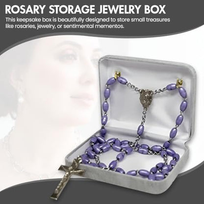 Novel Box Grey Communion Keepsake Rosary Box 3.25x2.5x1 Inches - color: Grey