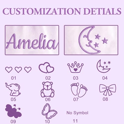 Personalized Baby Blanket with Embroidered Name,Custom Baby Receiving Blankets Soft Fleece Toddler Blanket for Newborn Baby Girl Shower Gifts -36" x 36" - color: Purple