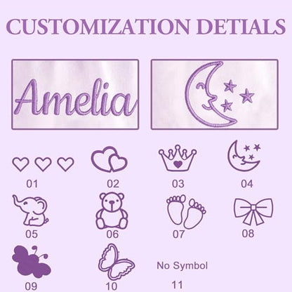 Personalized Baby Blanket with Embroidered Name,Custom Baby Receiving Blankets Soft Fleece Toddler Blanket for Newborn Baby Girl Shower Gifts -36" x 36" - color: Purple