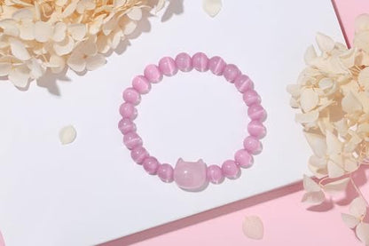 XIANNVXI Crystal Bracelet for Women Men 8 mm Natural Stone Beaded Bracelets Cat Bracelets Cross Bracelets Heart Bracelelt Jewelry for Women Birthday Gifts Stretch Bracelet - color: Pink-Rose Quartz