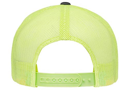 Yupoong Yp Classics Retro Trucker Cap - color: Charcoal/Neon Green, size: One Size, style: Single