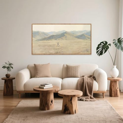 CHDITB Large Jesus with Lamb Landscape Framed Canvas Wall Art 40x20 Inch - color: Jesus Leaves The 99 Parable of The Lost Sheep, size: 40"L x 20"W