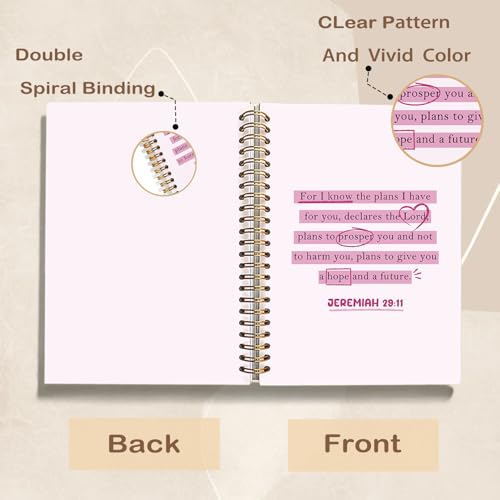 Pink Preppy Christian Spiral Notebook Journal, Jeremiah 29:11 Bible Prayer Journal for Women, Christian Gifts for Women, Religious Scripture Notebook, 5.5x8.3 Inch - color: 02-bible Prayer Jeremiah 29:11