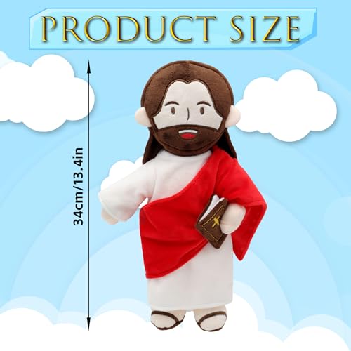Yelakey Jesus Plush - 13.4“ Voice Jesus Plush Toy Speaking 20 Bible Verses and Singing 3 Bible Songs, Religious Stuffed Doll for Kids, Christian Easter Gift for Church and Sunday School - color: Red