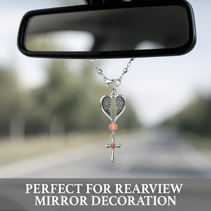 Christian Gifts for Men, Daily Bible Verse Cross for Car Mirror Hanging - color: Angel's Protection