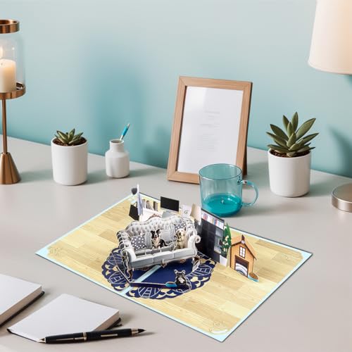 Dog Pop Up Card, Pop Up Birthday Card, Father's Day Card, 3D Greeting Gift Card for Animal Dog Lovers, Men, Women, Husband, Wife, Friends. - color: Dog