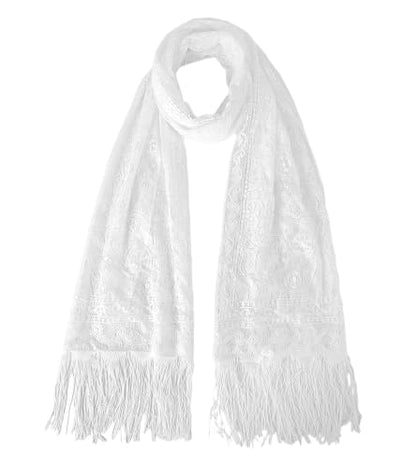 GERINLY Lightweight Scarves Fashion Print Cotton Feel Scarf for Women Shawl - color: Purewhite