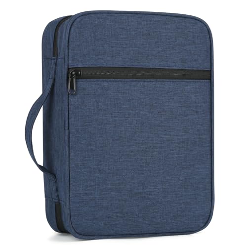 Bible Cover with Durable Handle, Carrying Book Case Church Bag Bible, Protective with Zippered Pocket, Bible Study Accessories Supplies, Book Protector for Book Lovers, Blue - color: Blue