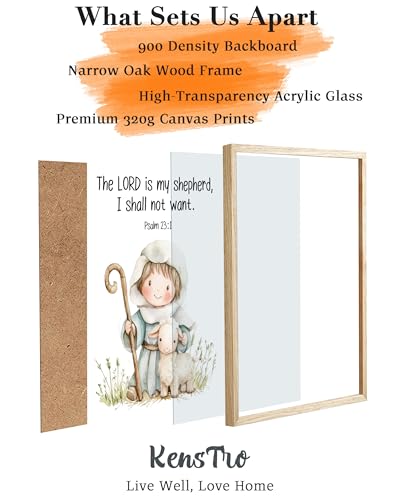 KensTro 12x16 Oak Framed Psalm 23:1 Scripture Wall Art - color: God's Provision-Framed, size: 16"L x 12"W