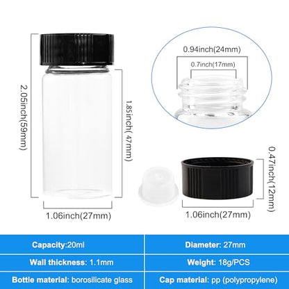 20ml Clear Glass Vials with Screw Caps 20PCS - style: 20ml-20pcs