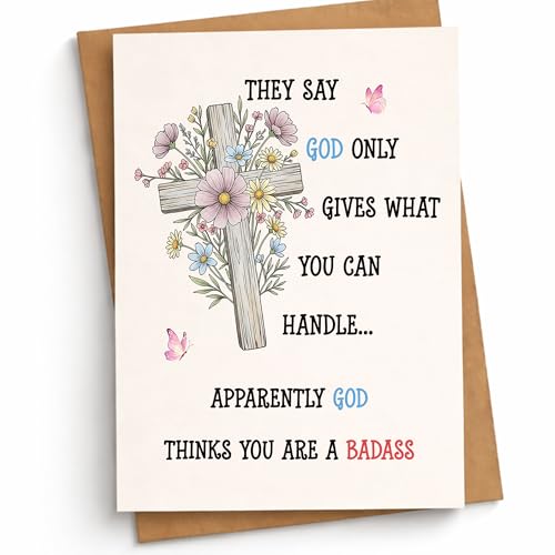 Apparently God Thinks You Are a Badass Christian Card Funny Get Well Cards Heartwarming Encouragement Gift Friend Family Coworker Bestie Faith Prayer