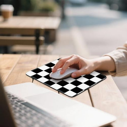 Mouse Pad for Desk with Stitched Edge, Premium Cute Washable Mouse Pads. Computer Mousepad with Non-Slip Rubber Base, Mousepads for Laptop, 9.25x7.75x0.12 inch (Checker Grid) - color: Checker Grid
