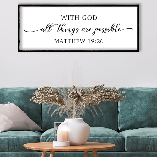 RLWangChao With God All Things are Possible Wall Decor 32"X12" Black - color: With God All Things are Possible (Black), size: 32"L x 12"W