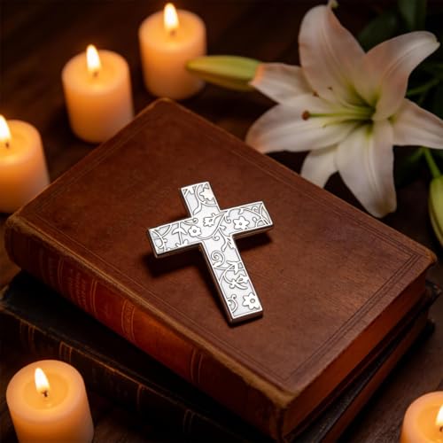 Cross Pin for Women Christian Lapel Brooch Religious Faith Jewelry - color: B1:flower