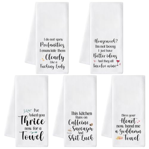 R HORSE 5 Pack Funny Adult Sarcasm Kitchen Dish Towels - color: Funny Sarcasm