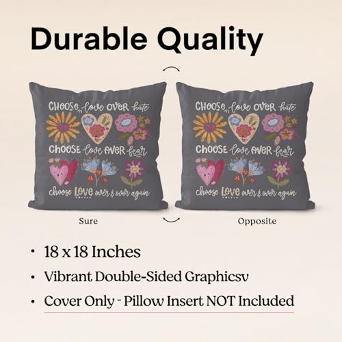 QIYUHOY Boho Floral Heart Affirmations Throw Pillow Covers, 18x18 Inch - color: 003-motivational