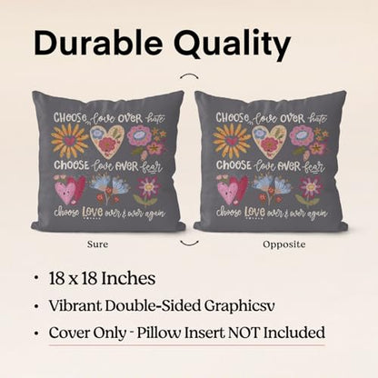 QIYUHOY Boho Floral Heart Affirmations Throw Pillow Covers, 18x18 Inch - color: 003-motivational