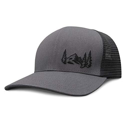 Grace Folly Trucker Hat for Men or Women- Many Cool Designs - color: Mountain- Gray