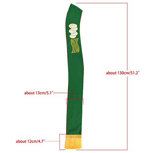 BLESSUME Cross Deacon Reversible Stole Church Cleric Stole - color: Red/Green