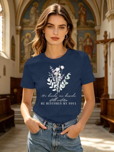 Christian Shirts for Women Faith Jesus Bible Verse Tops - color: Blue1, size: Medium