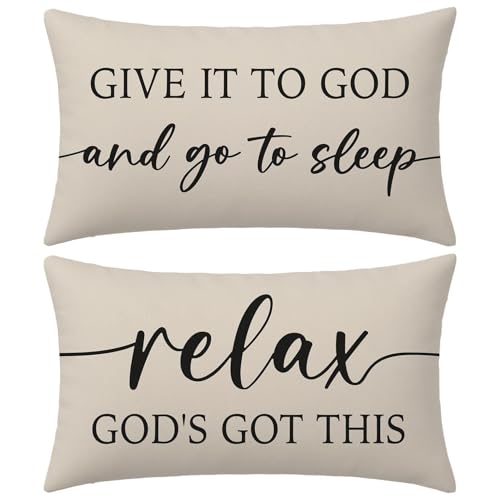 Christian Pillow Covers 12x20 Set of 2, Warm Cream Lumbar Case - color: Warm Cream