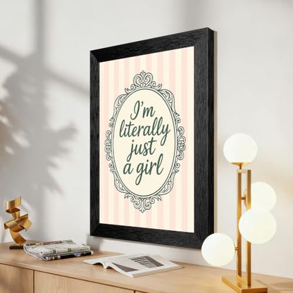 Just A Girl Canvas Wall Art Script Poster 8x10in Black Framed Flat - color: style 01, size: 8"L x 10"W