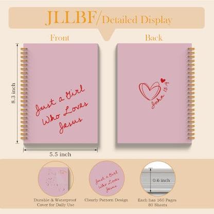Pink Christian Gifts for Girls Spiral Notebook 5.5x8.3in - color: Loves Jesus