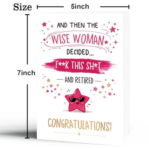 Funny Retirement Card for Women, Humorous Farewell Card - color: BK-050