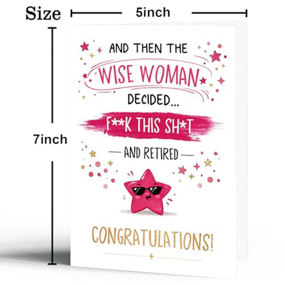Funny Retirement Card for Women, Humorous Farewell Card - color: BK-050