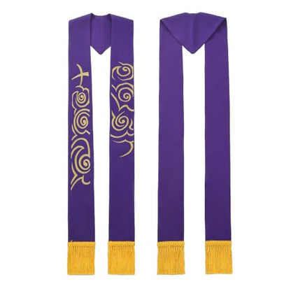 BLESSUME Purple Stole Chasuble Clergy Pastor Embroidery Stole