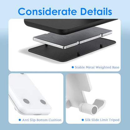 2 Pack Cell Phone Stand for Desk, Adjustable Angle & Height, Foldable Portable Phone Holder with Anti-Slip Silicone Pad, Compatible with iPhone 18/17/16/Smartphones 4–8 Inch, Black&White - color: (2 PCs) Black&White